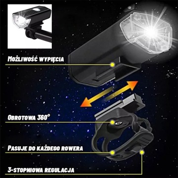 ВЕЛОСИПЕДНАЯ ЛАМПА СВЕТОДИОДНАЯ ПОДСВЕТКА ДЛЯ ВЕЛОСИПЕДНОГО РУЛЯ ПЕРЕДНЯЯ + ЗАДНЯЯ USB ПИТАНИЕ