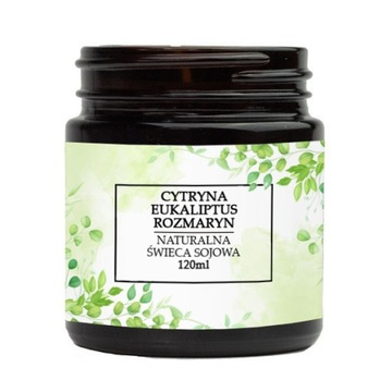 Naturalna świeca sojowa 120ml rozmaryn eukaliptus