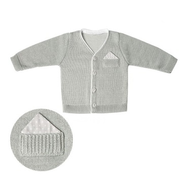 SWETER SWETEREK szary z poszetką 86cm CHRZEST