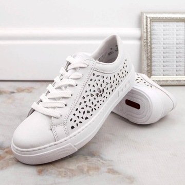 Skórzane buty sportowe białe Rieker L8831-80 42