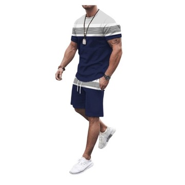 Men's Short Sets Fitness Loose Tracksuit Casual Crew Neck Tee, M