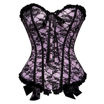Women Corsets Sexy Floral Trim Lace Up Boned