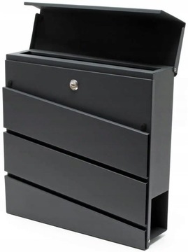 Skrzynka na listy , pocztowa dużą ,czarna matowa z gazetnikiem