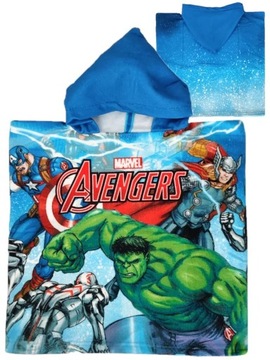 Ponczo ręcznik z kapturem Avengers Microfibra
