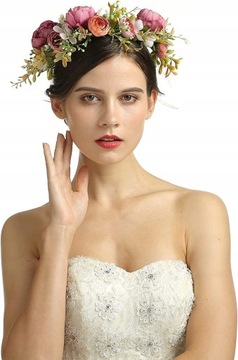 dziewczyna kwiat ślub boho wieniec wianek glowe