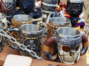 EPICKI KUFEL KIELICH MAGICZNY WILK STAL NIERDZEWNA 200ML LARP RPG