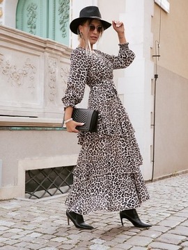 MAXI SUKIENKA LEOPARD PRINT STYL BOHO SEXY CLASSIC