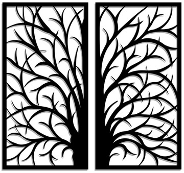 AŻUROWY OBRAZ PANEL ŚCIENNY DYPTYK DRZEWO 100CM L 17 KOL.