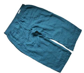 Spodnie lniane 100% len kuloty szerokie letnie turkusowe s.oliver 46/48