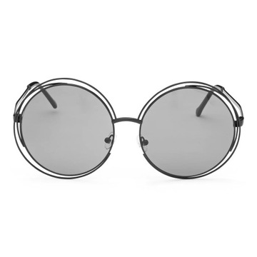 Okulary przeciwsłoneczne okrągłe damskie retro muchy modne eleganckie duże