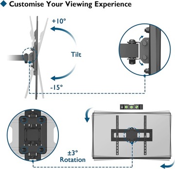 Настенное крепление для телевизора BONTEC ME400 с диагональю 27–55 дюймов и весом до 35 кг с кабелем HDMI