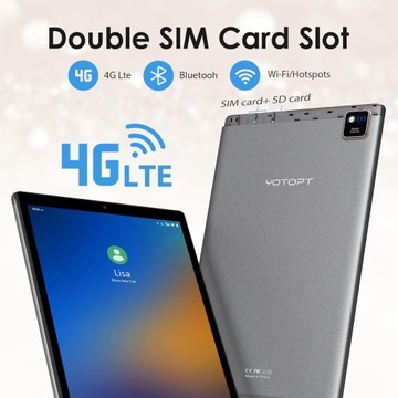 Планшет 10,1 дюйма, восьмиядерный процессор, 4 ГБ + 64 ГБ, Android 12.0, 4G LTE, Wi-Fi-клавиатура