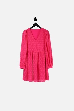 VILA Różowa sukienka marszczenia (36)