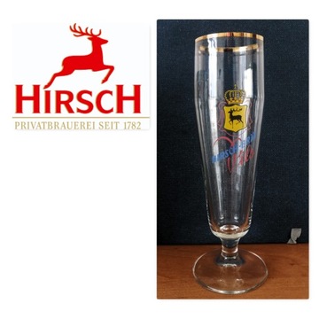 HIRSCH-BRAU PILS BEER szklanka na nóżce pokal 20cl NIEMCY