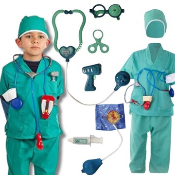 KOSTIUM PRZEBRANIE LEKARZ STRÓJ DOKTORA + AKCESORIA 128/134 L