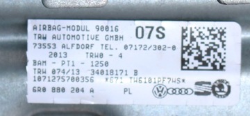 ПОДУШКА БЕЗОПАСНОСТИ ПАССАЖИРА, AIRBAG, 6R0880204A, VW POLO 6R