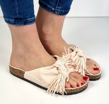 NOWE RÓŻOWE KLAPKI BUTY NA KORKU 40