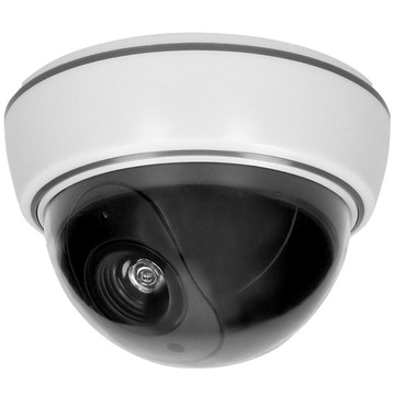 ATRAPA KAMERY MONITORINGU NA BATERIE Z MIGAJĄCĄ DIODĄ KAMERA KOPUŁKA CCTV