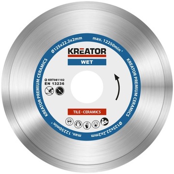 TARCZA DIAMENTOWA DO CIĘCIA GRESU PŁYTEK 125x22,2x2MM KREATOR