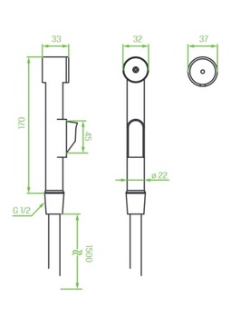 ДУШЕВОЙ НАБОР LAVEO BIDETTA ХРОМИРОВАННЫЙ ПЕРЕКЛЮЧАТЕЛЬ