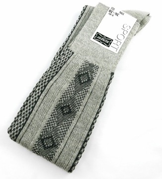 Wełniane zakolanówki KUNERT SPORT SOCKS wełna 75% wzór szare 36-38