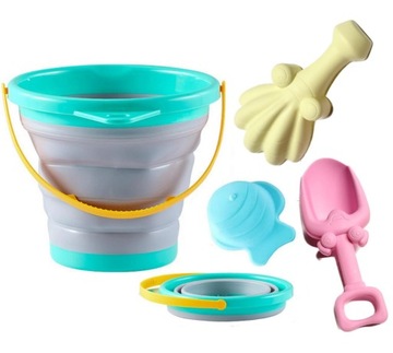 Складное ведро, грабли, лопата для песка, форма.