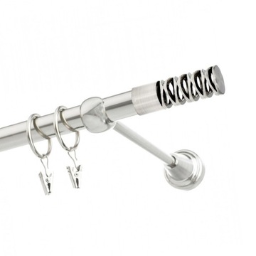 ОДИНАРНЫЙ МЕТАЛЛИЧЕСКИЙ КАРДИНС 19ММ С СЕРЕБРЯНЫМ ГЛЯНЦЕМ С ЭФФЕКТОМ СТАЛИ, 120см НАБОР