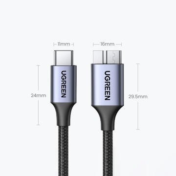 Кабель USB-C - micro USB-B 3.0 3А 0,5м серый