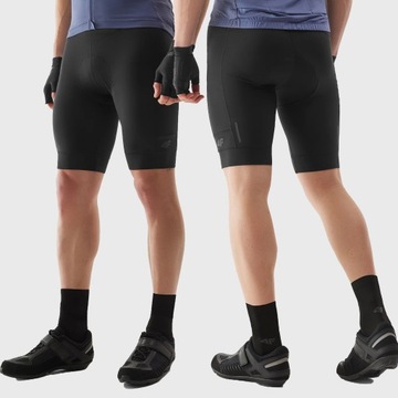 4F ВЕЛОСИПЕДНЫЕ ШОРТЫ МУЖСКИЕ С ГЕЛЕВОЙ ПОДКЛАДКОЙ, ЧЕРНЫЕ, фильтр UPF 50, SS24