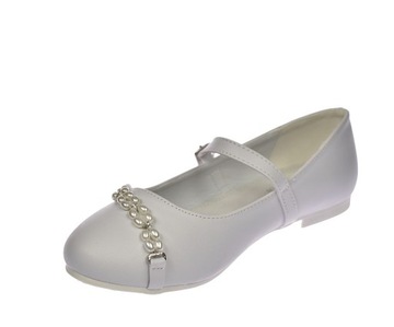 Туфли для причастия, белые полные балетки, размер 48/23. 37