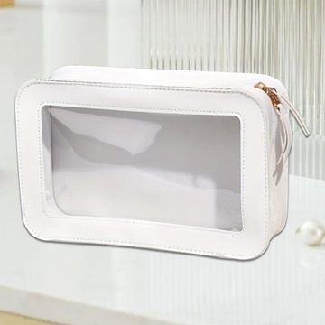 Прозрачная и водонепроницаемая дорожная косметичка с прозрачным окошком, белая