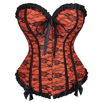 Women Corsets Sexy Floral Trim Lace Up Boned