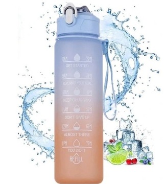 BIDON NA WODĘ 750ML SPORTOWY FTINES BUTELKA Z UCHWYTEM I MIARKĄ MOTYWACYJNĄ