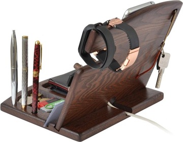 НАСТОЛЬНЫЙ ОРГАНАЙЗЕР ДЕРЕВЯННАЯ ПОДСТАВКА Док-станция ДЛЯ ТЕЛЕФОНА В ПОДАРОК