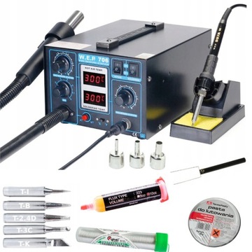 Stacja lutownicza HOTAIR WEP 706 + Groty, flux 223