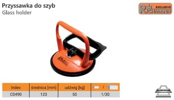 PRZYSSAWKA DO GRESU SZYB 150 mm 80 KG PRÓŻNIOWA