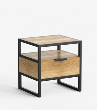 Stolik nocny szafka loft DYER 40x40 blat dębowy