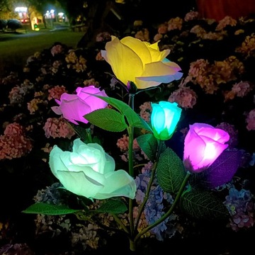 Встраиваемая солнечная лампа ROSE LED цветочная лампа SOLAR FLOWERS меняет цвета