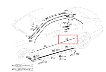 MERCEDES W212 LIŠTA CHRÓM DVEŘE ZADNÍ LEVÝ OE