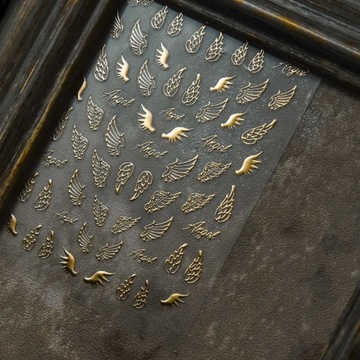 Naklejki do paznokci samoprzylepne SWT016 złote skrzydła angel gold wings
