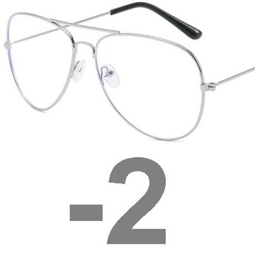 OKULARY KOREKCYJNE MINUSY PILOTKI SREBRNE -2
