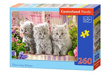 CASTOR PUZZLE 260 THREE GREY KITTENS KOTKI KOTY