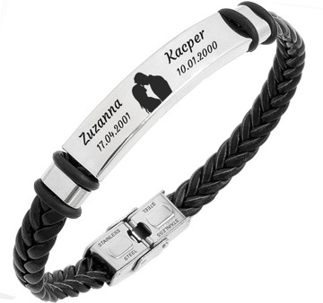 Кожаный браслет для отца сына с ГРАВИРОВКОЙ 316Л.
