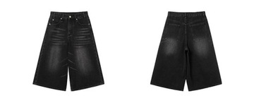 Women Black Y2k Style Baggy Denim Shorts Wide Leg