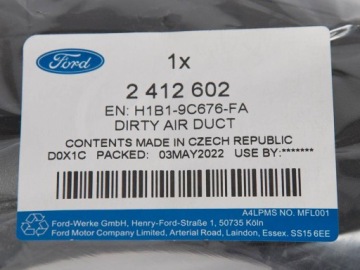 ТРУБКА ВОЗДУХОЗАБОРНИКА (КОЛЕНЬ) FORD FIESTA MK8 2017-