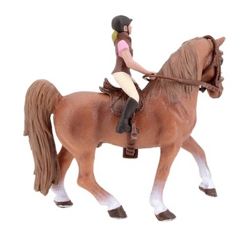 Realistyczna plastikowa figurka zwierzęcia Miniaturowy koń z figurką jeźdźc