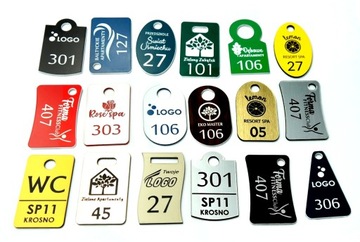 BRELOKI do kluczy hotelowych NUMERKI 6x3 cm 100szt