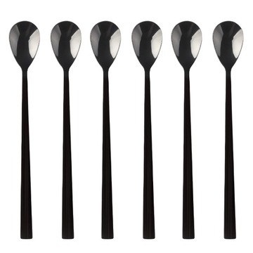 12 ШТ. ДЛИННЫЕ ЧЕРНЫЕ ЛОЖКИ ДЛЯ ЛАТТЕ ПИАНО ЧЕРНОЕ МОРОЖЕНОЕ ДЕСЕРТЫ