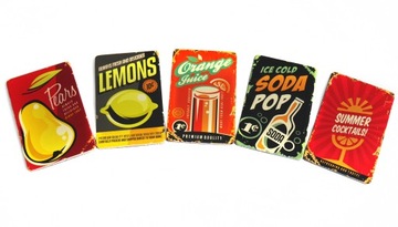 Magnesy na lodówkę ozdobne VINTAGE RETRO 5 sztuk