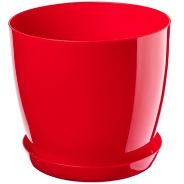 DONICZKA Z PODSTAWKĄ PLASTIKOWA OSŁONKA DONICA 12cm CZERWONA KWIATY KADAX